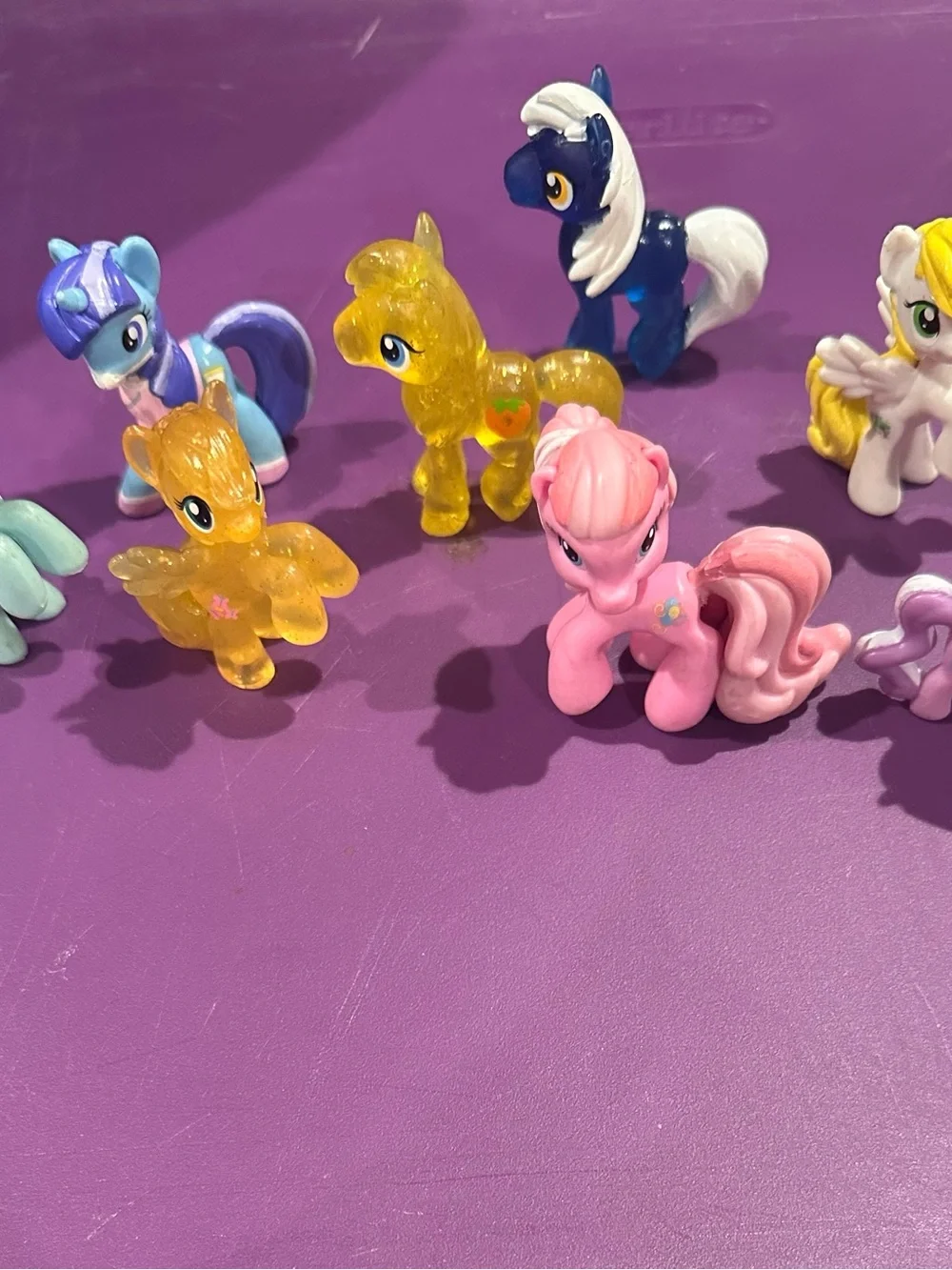 Hasbro Pink and Yellow Glitter Pony Figurine Duo